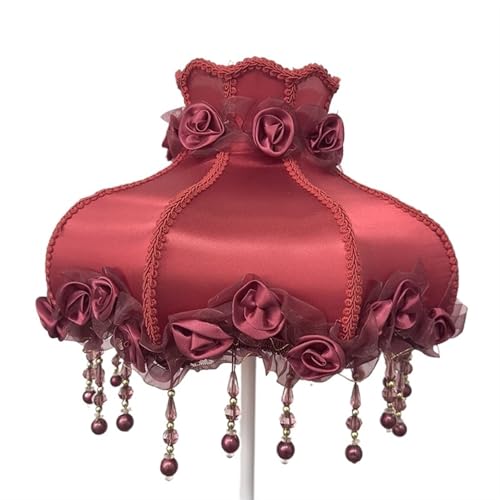 WJIAYAO Vintage-Tischlampenschirm Lampenschirm Retro Perlen Spitze Blume Schlafzimmer Nachttischlampe Stehlampe Wandlampenabdeckung(Color19) von WJIAYAO