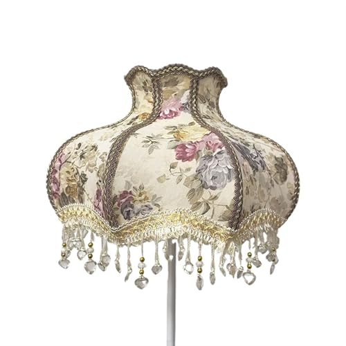 WJIAYAO Vintage-Tischlampenschirm Lampenschirm Retro Perlen Spitze Blume Schlafzimmer Nachttischlampe Stehlampe Wandlampenabdeckung(Color2) von WJIAYAO