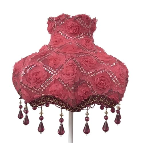 WJIAYAO Vintage-Tischlampenschirm Lampenschirm Retro Perlen Spitze Blume Schlafzimmer Nachttischlampe Stehlampe Wandlampenabdeckung(Color20) von WJIAYAO