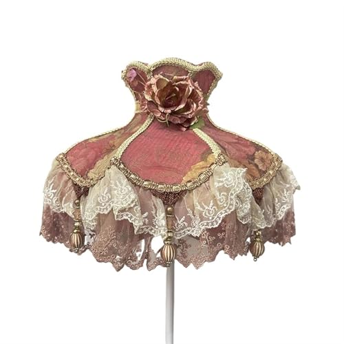 WJIAYAO Vintage-Tischlampenschirm Lampenschirm Retro Perlen Spitze Blume Schlafzimmer Nachttischlampe Stehlampe Wandlampenabdeckung(Color23) von WJIAYAO