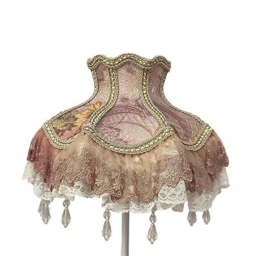 WJIAYAO Vintage-Tischlampenschirm Lampenschirm Retro Perlen Spitze Blume Schlafzimmer Nachttischlampe Stehlampe Wandlampenabdeckung(Color24) von WJIAYAO