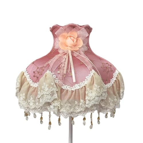 WJIAYAO Vintage-Tischlampenschirm Lampenschirm Retro Perlen Spitze Blume Schlafzimmer Nachttischlampe Stehlampe Wandlampenabdeckung(Color26) von WJIAYAO
