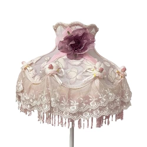 WJIAYAO Vintage-Tischlampenschirm Lampenschirm Retro Perlen Spitze Blume Schlafzimmer Nachttischlampe Stehlampe Wandlampenabdeckung(Color30) von WJIAYAO