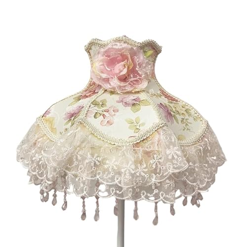 WJIAYAO Vintage-Tischlampenschirm Lampenschirm Retro Perlen Spitze Blume Schlafzimmer Nachttischlampe Stehlampe Wandlampenabdeckung(Color31) von WJIAYAO