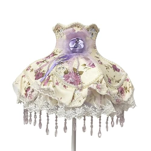 WJIAYAO Vintage-Tischlampenschirm Lampenschirm Retro Perlen Spitze Blume Schlafzimmer Nachttischlampe Stehlampe Wandlampenabdeckung(Color32) von WJIAYAO