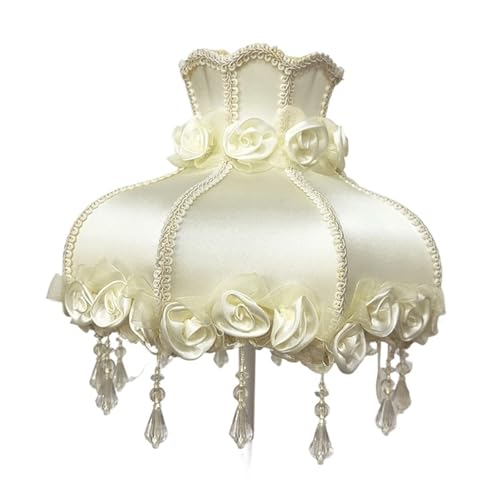 WJIAYAO Vintage-Tischlampenschirm Lampenschirm Retro Perlen Spitze Blume Schlafzimmer Nachttischlampe Stehlampe Wandlampenabdeckung(Color34) von WJIAYAO