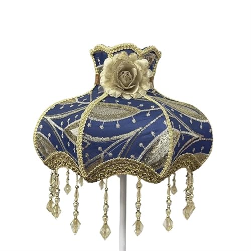 WJIAYAO Vintage-Tischlampenschirm Lampenschirm Retro Perlen Spitze Blume Schlafzimmer Nachttischlampe Stehlampe Wandlampenabdeckung(Color35) von WJIAYAO