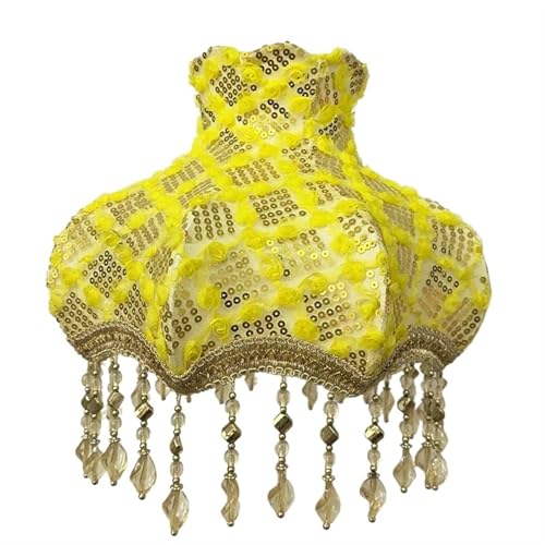 WJIAYAO Vintage-Tischlampenschirm Lampenschirm Retro Perlen Spitze Blume Schlafzimmer Nachttischlampe Stehlampe Wandlampenabdeckung(Color36) von WJIAYAO