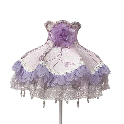 WJIAYAO Vintage-Tischlampenschirm Lampenschirm Retro Perlen Spitze Blume Schlafzimmer Nachttischlampe Stehlampe Wandlampenabdeckung(Color38) von WJIAYAO