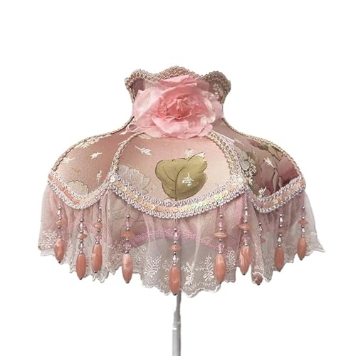 WJIAYAO Vintage-Tischlampenschirm Lampenschirm Retro Perlen Spitze Blume Schlafzimmer Nachttischlampe Stehlampe Wandlampenabdeckung(Color4) von WJIAYAO
