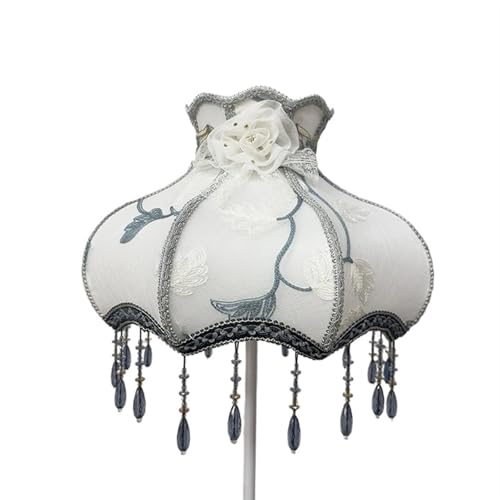 WJIAYAO Vintage-Tischlampenschirm Lampenschirm Retro Perlen Spitze Blume Schlafzimmer Nachttischlampe Stehlampe Wandlampenabdeckung(Color5) von WJIAYAO