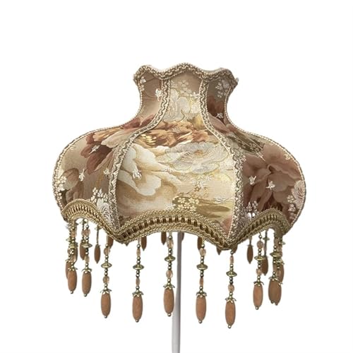 WJIAYAO Vintage-Tischlampenschirm Lampenschirm Retro Perlen Spitze Blume Schlafzimmer Nachttischlampe Stehlampe Wandlampenabdeckung(Color7) von WJIAYAO