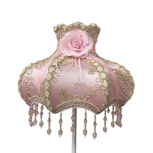 WJIAYAO Vintage-Tischlampenschirm Lampenschirm Retro Perlen Spitze Blume Schlafzimmer Nachttischlampe Stehlampe Wandlampenabdeckung(Color9) von WJIAYAO