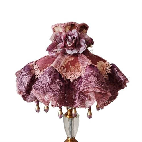 WJIAYAO Vintage-Tischlampenschirm Retro Lampenschirm Vintage Stoff Quaste Spitze Floral Wandlampenschirm Tischlampe(Color4) von WJIAYAO
