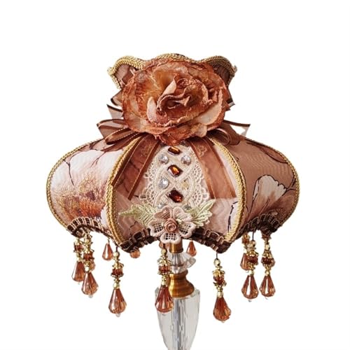 WJIAYAO Vintage-Tischlampenschirm Retro Lampenschirm Vintage Stoff Quaste Spitze Floral Wandlampenschirm Tischlampe(Color5) von WJIAYAO