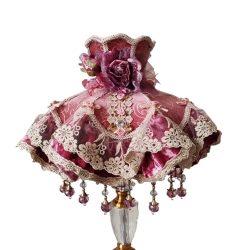 WJIAYAO Vintage-Tischlampenschirm Retro Lampenschirm Vintage Stoff Quaste Spitze Floral Wandlampenschirm Tischlampe(Color7) von WJIAYAO