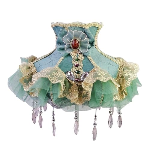 WJIAYAO Vintage-Tischlampenschirm Retro Lampenschirm Vintage Stoff Quaste Spitze Floral Wandlampenschirm Tischlampe(Color8) von WJIAYAO