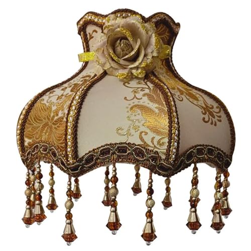 WJIAYAO Vintage-Tischlampenschirm Startseite Lampenschirm Vintage Stoff Perlen Spitze Floral Wandlampe Tischlampe Stehlampe Abdeckung(Color15) von WJIAYAO