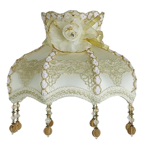 WJIAYAO Vintage-Tischlampenschirm Startseite Lampenschirm Vintage Stoff Perlen Spitze Floral Wandlampe Tischlampe Stehlampe Abdeckung(Color17) von WJIAYAO