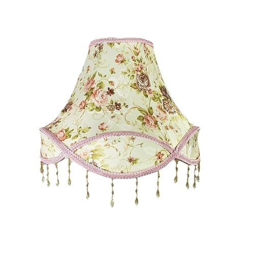 WJIAYAO Vintage-Tischlampenschirm Tischlampenschirm Stoff Nachttischlampe Wandleuchte Lampenschirme Fransen Perlen Lampenabdeckung Dekor Tischlampenabdeckung(Color1) von WJIAYAO
