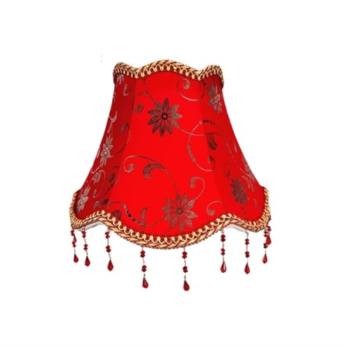 WJIAYAO Vintage-Tischlampenschirm Tischlampenschirm Stoff Nachttischlampe Wandleuchte Lampenschirme Fransen Perlen Lampenabdeckung Dekor Tischlampenabdeckung(Color3) von WJIAYAO