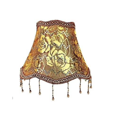 WJIAYAO Vintage-Tischlampenschirm Tischlampenschirm Stoff Nachttischlampe Wandleuchte Lampenschirme Fransen Perlen Lampenabdeckung Dekor Tischlampenabdeckung(Color5) von WJIAYAO