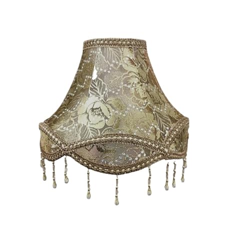 WJIAYAO Vintage-Tischlampenschirm Tischlampenschirm Stoff Nachttischlampe Wandleuchte Lampenschirme Fransen Perlen Lampenabdeckung Dekor Tischlampenabdeckung(Color6) von WJIAYAO
