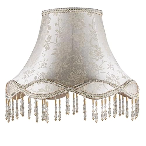 WJIAYAO Vintage-Tischlampenschirm Vintage Home Lampenschirm Stoff Perlen Spitze Floral Wandlampe Tischlampe Stehlampe Abdeckung(Color1) von WJIAYAO