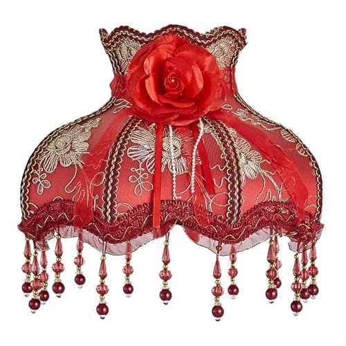 WJIAYAO Vintage-Tischlampenschirm Vintage Home Lampenschirm Stoff Perlen Spitze Floral Wandlampe Tischlampe Stehlampe Abdeckung(Color10) von WJIAYAO