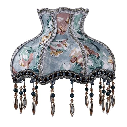 WJIAYAO Vintage-Tischlampenschirm Vintage Home Lampenschirm Stoff Perlen Spitze Floral Wandlampe Tischlampe Stehlampe Abdeckung(Color12) von WJIAYAO