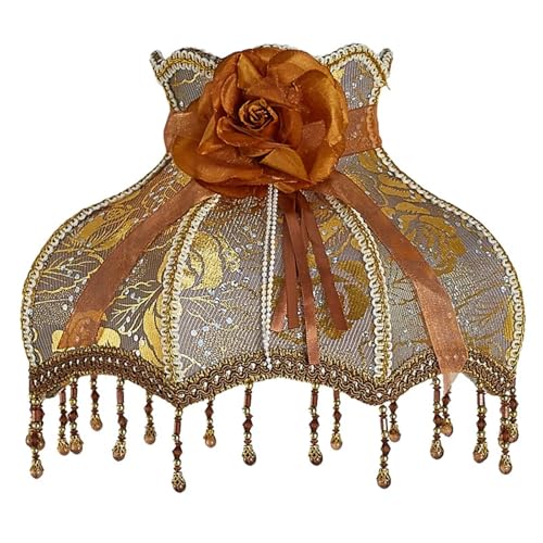 WJIAYAO Vintage-Tischlampenschirm Vintage Home Lampenschirm Stoff Perlen Spitze Floral Wandlampe Tischlampe Stehlampe Abdeckung(Color14) von WJIAYAO
