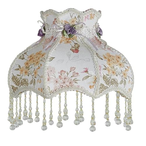 WJIAYAO Vintage-Tischlampenschirm Vintage Home Lampenschirm Stoff Perlen Spitze Floral Wandlampe Tischlampe Stehlampe Abdeckung(Color18) von WJIAYAO