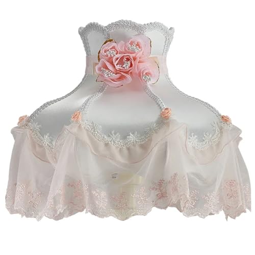 WJIAYAO Vintage-Tischlampenschirm Vintage Home Lampenschirm Stoff Perlen Spitze Floral Wandlampe Tischlampe Stehlampe Abdeckung(Color22) von WJIAYAO