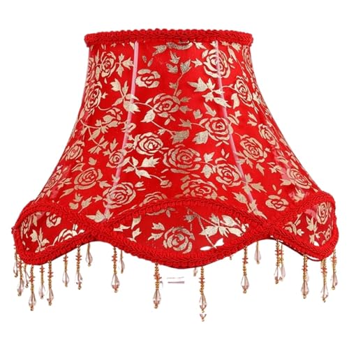 WJIAYAO Vintage-Tischlampenschirm Vintage Home Lampenschirm Stoff Perlen Spitze Floral Wandlampe Tischlampe Stehlampe Abdeckung(Color6) von WJIAYAO