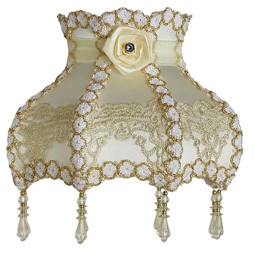 WJIAYAO Vintage-Tischlampenschirm Vintage Home Lampenschirm Stoff Perlen Spitze Floral Wandlampe Tischlampe Stehlampe Abdeckung(Color7) von WJIAYAO