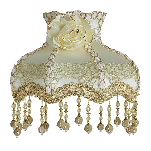 WJIAYAO Vintage-Tischlampenschirm Vintage Home Lampenschirm Stoff Perlen Spitze Floral Wandlampe Tischlampe Stehlampe Abdeckung(Color8) von WJIAYAO