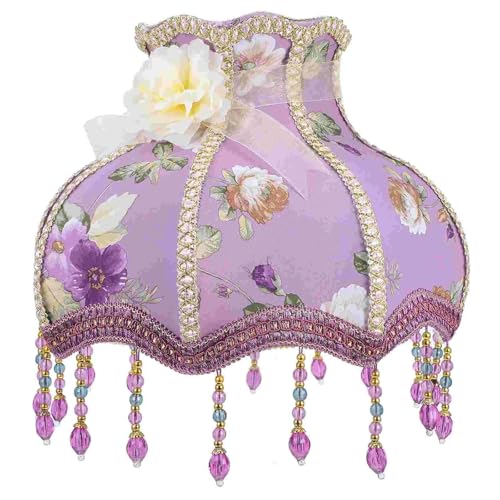 WJIAYAO Vintage-Tischlampenschirm Vintage Stoff Lampenschirm Jakobsmuschel Glocke Lampenschirm Spitze Blumen Perlen Perlen Lampenschirm WJIAYAO Vintage-Tischlampenschirm Vintage Stoff Lampenschirm Jakobsmuschel Glocke Lampenschirm Spitze Blumen Perlen Perlen Lampenschirm von WJIAYAO