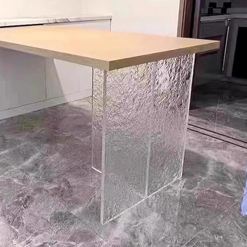 WJKBZQ 2cm Dicke Tischfüße aus Acryl in Cracked Ice-Optik 27,6" Hohe Moderne Möbelbeine im Floating-Design T-förmiger Transparenter Tischständer als Ersatz für Display-Erhöhungsfüße(40x70cm) von WJKBZQ