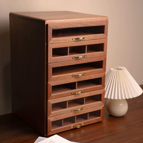 WJKBZQ Vintage-Organizer aus Schwarzem Walnussholz mit 6 Schubladen Große Schreibtischschränke Schmuckschatullen Kommoden Flurkonsole Buffet-Sideboard von WJKBZQ