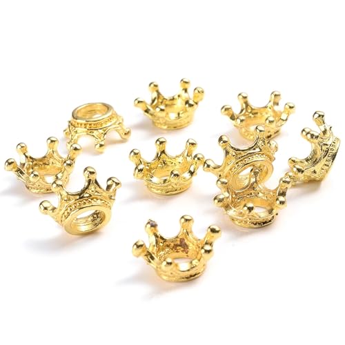10/50 Stück lose Abstandsperlen aus Legierung, Gold/Silber, Kronenperlen zur Schmuckherstellung, DIY-Armband, handgefertigte Accessoires, 6 x 9/12 mm FüR ArmbäNder Diy Schmuckherstellung(Gold 12mm,10p 10/50 Stück lose Abstandsperlen aus Legierung, Gold/Silber, Kronenperlen zur Schmuckherstellung, DIY-Armband, handgefertigte Accessoires, 6 x 9/12 mm FüR ArmbäNder Diy Schmuckherstellung(Gold 12mm,10p von WJLYDM