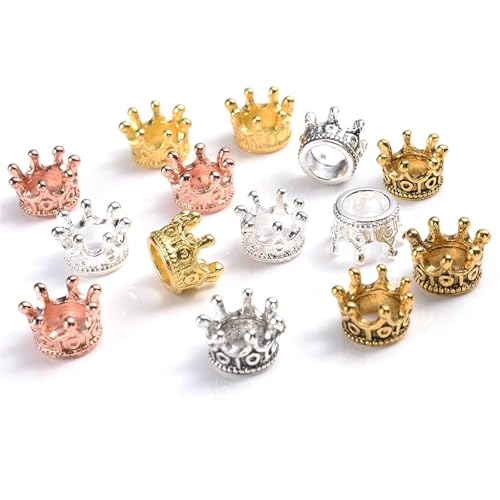 10/50 Stück lose Abstandsperlen aus Legierung, Gold/Silber, Kronenperlen zur Schmuckherstellung, DIY-Armband, handgefertigte Accessoires, 6 x 9/12 mm FüR ArmbäNder Diy Schmuckherstellung(Mix 6X9mm,50p 10/50 Stück lose Abstandsperlen aus Legierung, Gold/Silber, Kronenperlen zur Schmuckherstellung, DIY-Armband, handgefertigte Accessoires, 6 x 9/12 mm FüR ArmbäNder Diy Schmuckherstellung(Mix 6X9mm,50p von WJLYDM