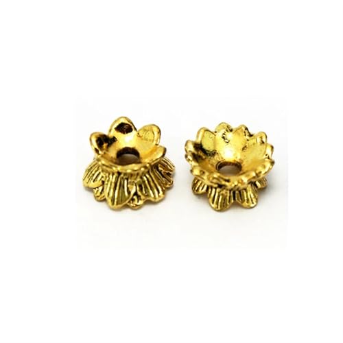 10 Stück Vintage Lotus Basis Boden doppelseitige Spacer Perlen Kappe DIY Herstellung Armband Halskette Schmuckzubehör Zubehör FüR ArmbäNder Diy Schmuckherstellung(Antique Gold,8x10x5mm) von WJLYDM