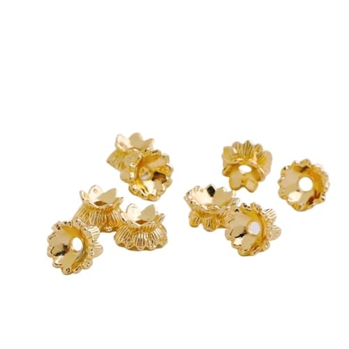 10 Stück Vintage Lotus Basis Boden doppelseitige Spacer Perlen Kappe DIY Herstellung Armband Halskette Schmuckzubehör Zubehör FüR ArmbäNder Diy Schmuckherstellung(Gold,6x8x5mm) von WJLYDM