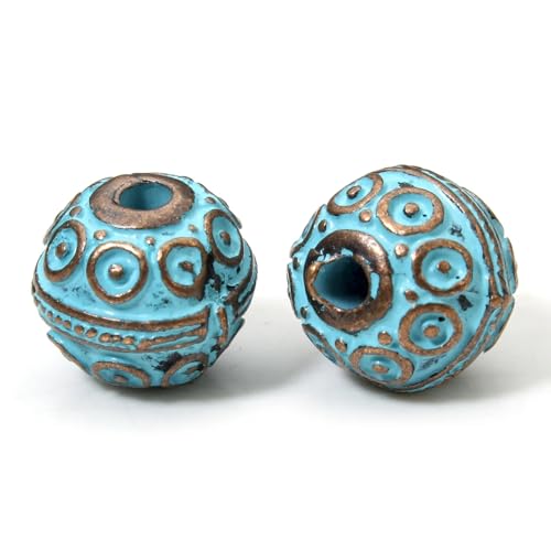 20 Stück Vintage Patina Spacer Perlen Herstellung Antike Kupfer Blau Geometrische Metallperlen for DIY Schmuckherstellung Halskettenbeschläge FüR ArmbäNder Diy Schmuckherstellung(11x10mm-Style2) von WJLYDM