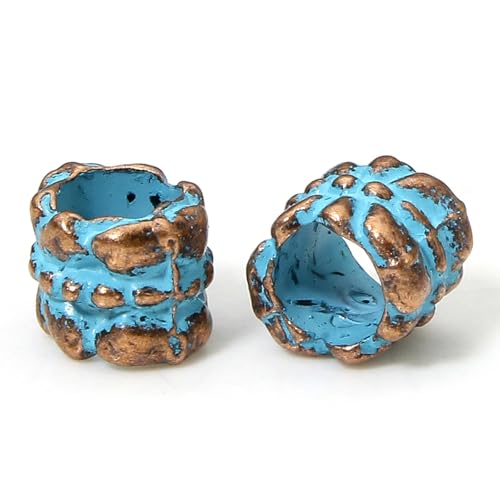 20 Stück Vintage Patina Spacer Perlen Herstellung Antike Kupfer Blau Geometrische Metallperlen for DIY Schmuckherstellung Halskettenbeschläge FüR ArmbäNder Diy Schmuckherstellung(7.5x6mm-Style8) von WJLYDM