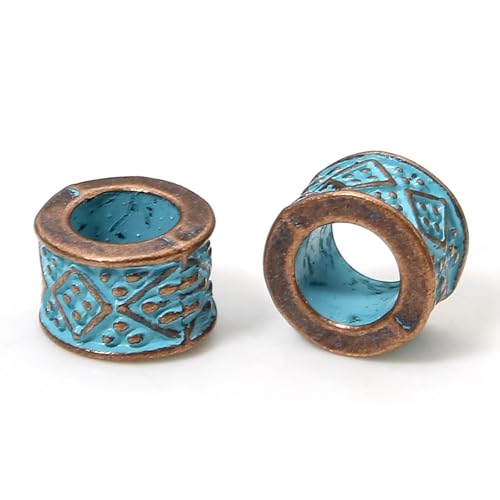 20 Stück Vintage Patina Spacer Perlen Herstellung Antike Kupfer Blau Geometrische Metallperlen for DIY Schmuckherstellung Halskettenbeschläge FüR ArmbäNder Diy Schmuckherstellung(8x6mm-Style6) von WJLYDM