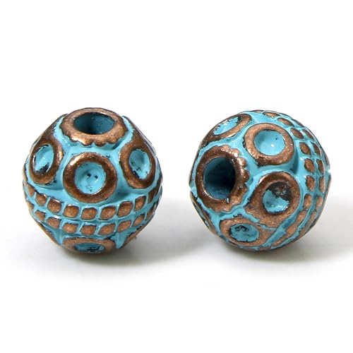 20 Stück Vintage Patina Spacer Perlen Herstellung Antike Kupfer Blau Geometrische Metallperlen for DIY Schmuckherstellung Halskettenbeschläge FüR ArmbäNder Diy Schmuckherstellung(8x8mm-Style3) von WJLYDM