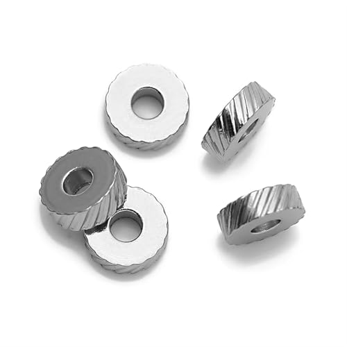 30 Stück 6 mm Edelstahl Textur Flache Perlen Spacer Perlen for Armbänder Halskette DIY Schmuckherstellung Runde Charm Zubehör FüR ArmbäNder Diy Schmuckherstellung(Steel-A 30pcs) von WJLYDM