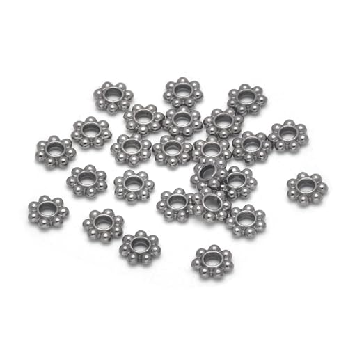 300 Stücke 4/6mm Legierung Blume Spacer Perlen Daisy Metall Schmuck Spacer for Armband Halskette Schmuck Machen FüR ArmbäNder Diy Schmuckherstellung(Black,Dia 5mm) von WJLYDM