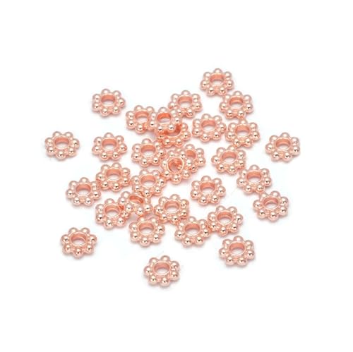 300 Stücke 4/6mm Legierung Blume Spacer Perlen Daisy Metall Schmuck Spacer for Armband Halskette Schmuck Machen FüR ArmbäNder Diy Schmuckherstellung(Rose gold,Dia 4mm) von WJLYDM